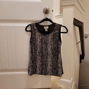 CHICO’S Black Sequin Sparkly Womens Sleveless Top